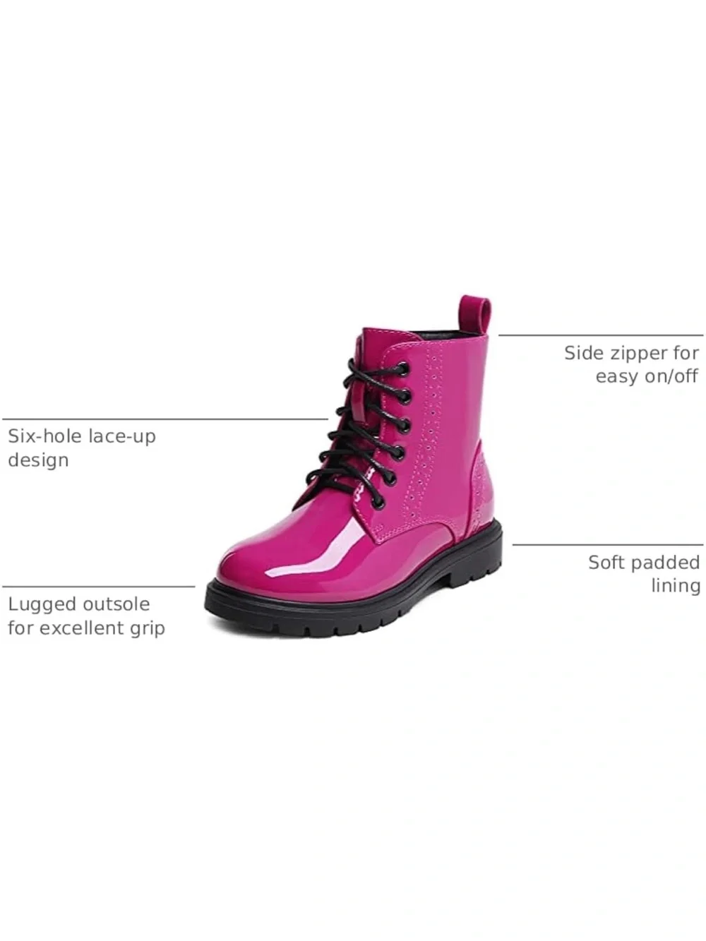 DREAM PAIRS Boys Girls Side Zipper Combat Ankle Boots Size 8 Toddler